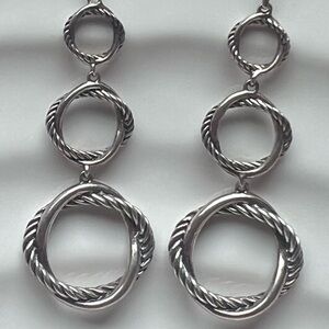 David Yurman Silver Twisted Hoop Earrings